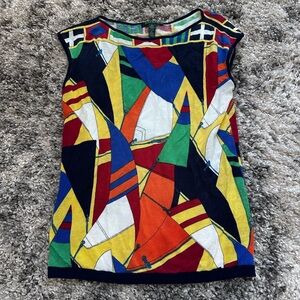 Lauren Ralph Lauren Multicolor Nautical Sailboat Print Sleeveless Top